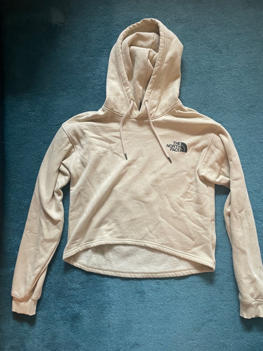 The North Face Women's Light Cream Hooded Fleece Cropped Sweatshirt